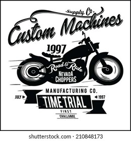 Vintage Race Motorcycle For Printing.vector Old School Poster.