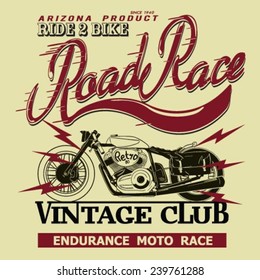 vintage race motorcycle for printing.vector old school poster.