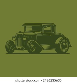 Vintage Racer Hot Rod Car Vector Illustration 