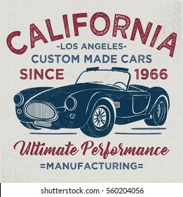 vintage racing car, T-shirt Graphics, Vintage typography, vector illustration