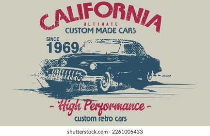 vintage racing car, Vintage typography vector illustration, vintage american muscle car illustration for T-shirt Graphics