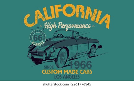 vintage racing car, Vintage typography vector illustration, Vector vintage american muscle car, T-shirt Graphics