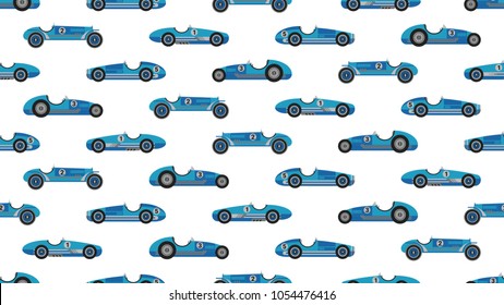 vintage racing car vector pattern blue