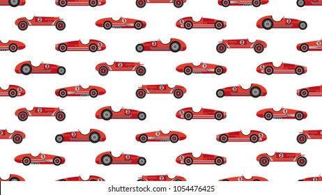 Vintage racing car vector pattern red