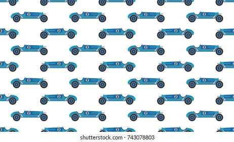 vintage racing car vector pattern blue