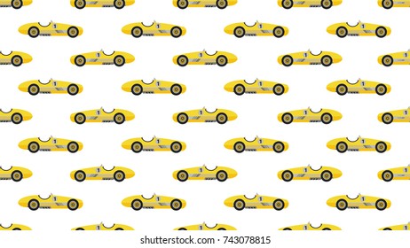 vintage racing car vector pattern yellow