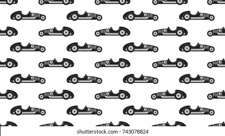 vintage racing car vector pattern monochrome