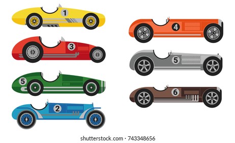 vintage racing cars vector illustration