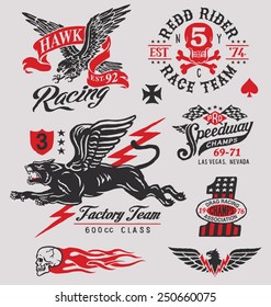 Vintage racing insignia graphics