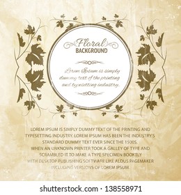 Vintage radial ornament over sepia. Vector illustration.
