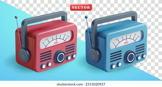 Vintage radio, 3d vector. Suitable for design elements and media