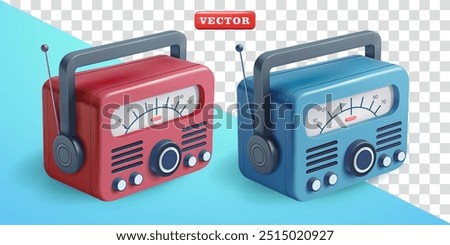 Vintage radio, 3d vector. Suitable for design elements and media