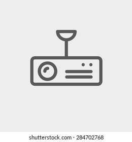 Vintage radio with analog dials and antenna icon thin line for web and mobile, modern minimalistic flat design. Vector dark grey icon on light grey background.