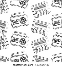 vintage radio and boombox stereo cassette retro classic pattern