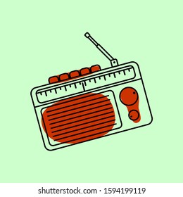 Vintage Radio Design, vector cartoon, retro style for template design