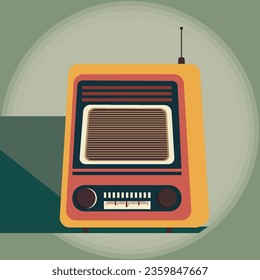 vintage radio flat design illustration