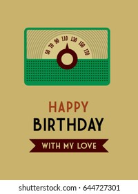 vintage radio happy birthday greeting card vector