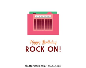 vintage radio happy birthday rock on vector