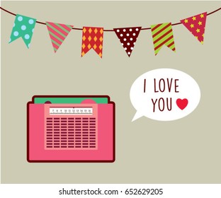 vintage radio i love you greeting card vector