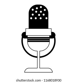 Vintage radio microphone in black and white
