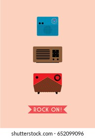 vintage radio rock on poster