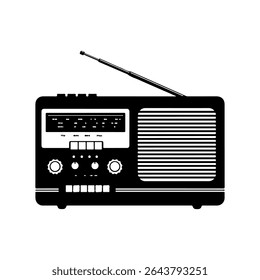 Vintage silhueta de rádio ícone vetor plano design sobre fundo branco