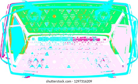 Vintage  radio from sixties  background, Vector illustration