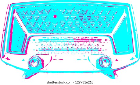Vintage  radio from sixties  background, Vector illustration