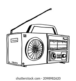 Vintage radio sketch. Hand drawing illustration
