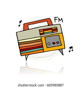 Vintage radio, sketch for your design