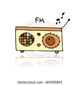 Vintage radio, sketch for your design