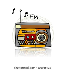 Vintage radio, sketch for your design