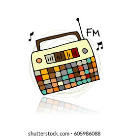 Vintage radio, sketch for your design