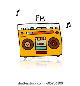 Vintage radio, sketch for your design