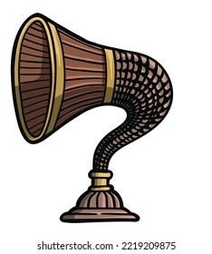 Vintage radio speaker - hand drawn illustration