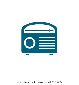 Vintage radio. Vector icon blue
