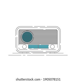Vintage radio vector illustration with simple outline design. Good template for entertainment or radio design