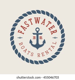 Vintage rafting or boat rental logo, labels and badges. Graphic Art. Vector Illustration.