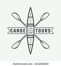 Vintage rafting and canoe logo, label or badge. Illustration. Graphic Art
