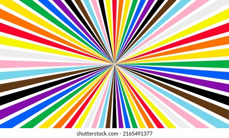 Vintage rainbow colorful sunburst circular background design. Happy LGBT people pride month theme vector template. 