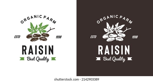 vintage raisin fruit logo illustration suitable for fruit shop and fruit farm