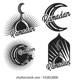 Vintage ramadan emblems, labels, badges and design elements. Vector illustration, EPS 10
