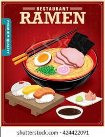 Vintage Ramen poster design. 