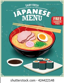 Vintage Ramen poster design. 