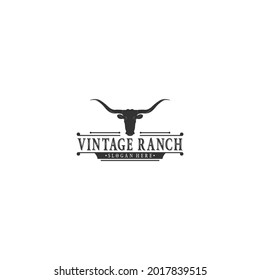 vintage ranch western livestock logo design on white background