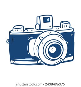 vintage range finder camera with hand drawn style