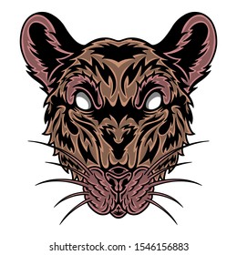 Vintage Rat face. Heading vintage style Isolated on a white background. Design element for logo, badge, tattoo, t-shirt, banner, poster.