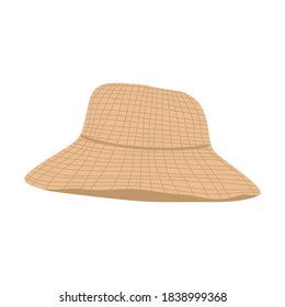 Vintage Rattan Straw Woman’s hat elements illustration