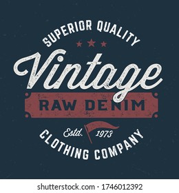 Vintage Raw Denim - Aged Tee Design For Printing