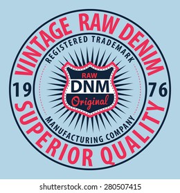 vintage raw denim graphic for t-shirt,tee design
